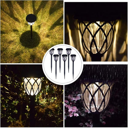 6pcs Solar Garden Lights Warm White LED Outdoor Waterproof Yard Pathway Lawn Lighting for Patio Landscape Decorative Use