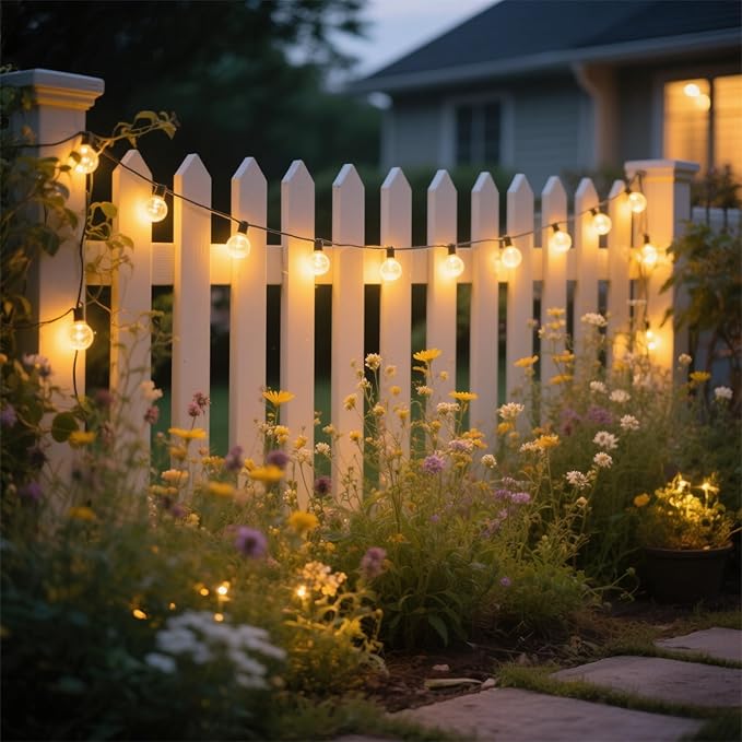 Outdoor String Lights 50FT,G40 25+1 Bulbs String Lights for Outside - 2700K Warm White, 25000H Long Life, IP45 Waterproof & Shatterproof, Mains Powered Garden Lights for Gazebo/Patio