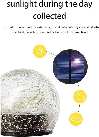 Super Bright Solar Lights, Garden Solar Lights, Cracked Glass Ball Waterproof Warm White Led, Garden Solar Lights Decorative for Lawn Patio Yard Pathway Christmas Garden Decor ( Color : Warm Light , S