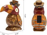 Solar Tiki Statue-WoodWoodpecker Bird-Garden Hawaiian - Solar Outdoor Light Garden Sculptures & Statues Totem Pole | Lumora