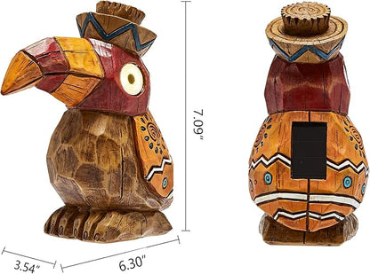 Solar Tiki Statue-WoodWoodpecker Bird-Garden Hawaiian - Solar Outdoor Light Garden Sculptures & Statues Totem Pole Bar Outdoor Patio Pool Yard Summer Decorations