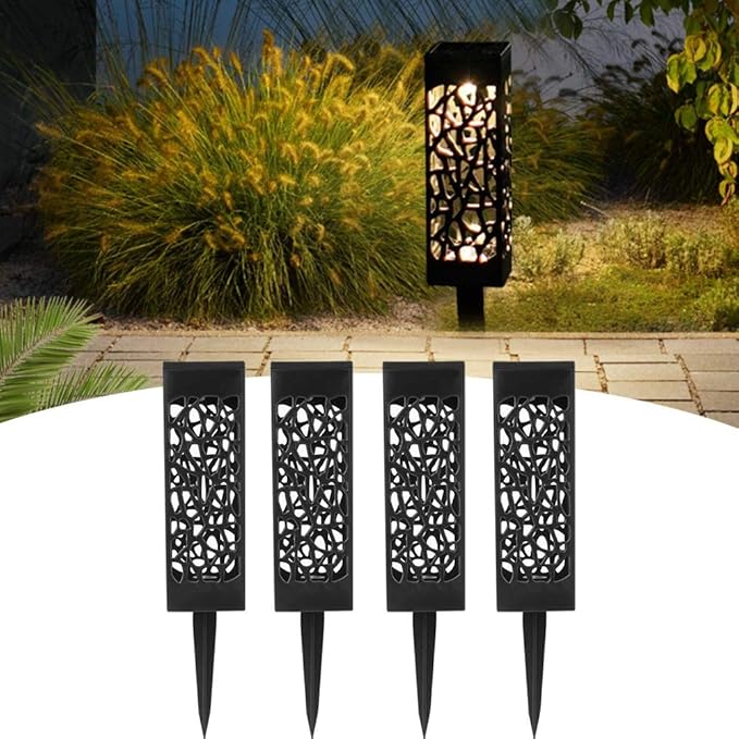 Zerodis Landscape Lamps Panel Spike Lamp ABS Rechargeable NiMH Battery Pathway Tool for Outside Patio Pathway Yard Decorations Solar Lawn Light