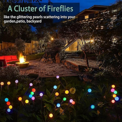 Solar Garden Lights - Pack of 4 Firefly with 2 Mode, Sway by Wind, Waterproof Outdoor for Yard Patio Walkway Decoration (Colorful)