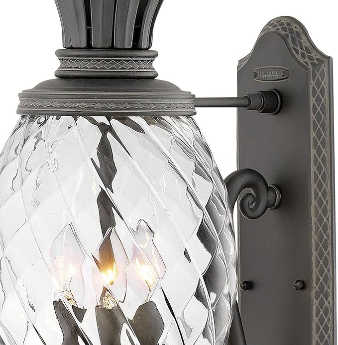 Hinkley Plantation Large Wall Mount Outdoor Lantern - Aluminum, Clear Optic Glass Shade, Pineapple Theme - Museum | Lumora