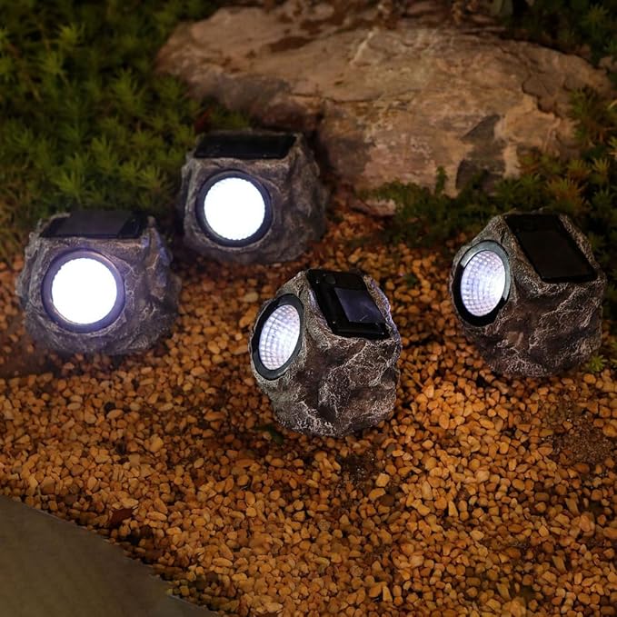 Solid Color Solar Rock Lights Outdoor Waterproof LED Garden Landscape Solar Lights Spot Light for Path (Style B)