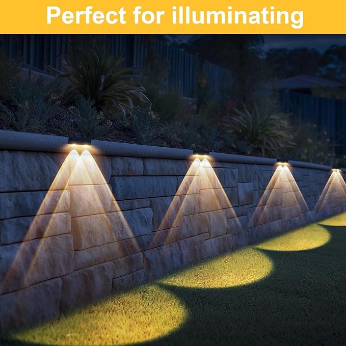 Solar Fence Lights Outdoor, 8 Pack Fence Lights Solar Powered Waterproof Step Light Warm/Neutual/Cool White with 2 | Lumora