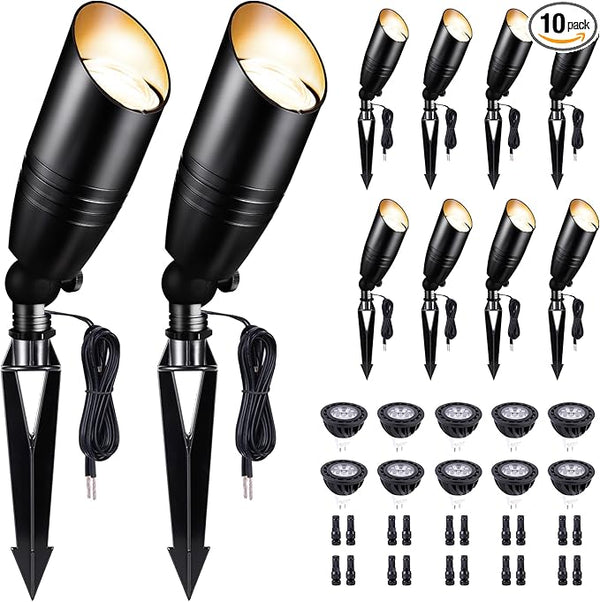 Black LED Outdoor Spotlights, Durable Low Voltage Landscape Lighting, Aluminum Waterproof Uplights for House | Lumora