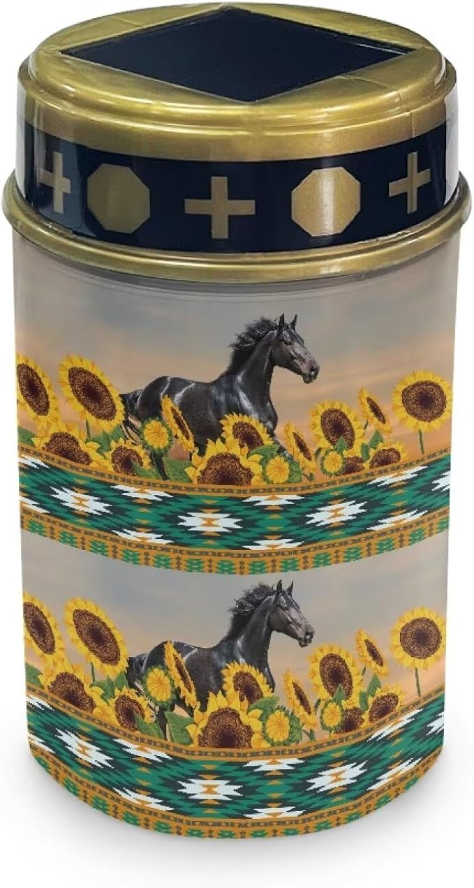ZOUTAIRONG Sunflower Horses Solar Light for Cemetery Grave Solar Pathway Lights, Yard Patio Landscape Lighting Warm Pathway Lights Spotlights-6 Pack