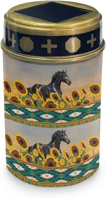 ZOUTAIRONG Sunflower Horses Solar Light for Cemetery Grave Solar Pathway Lights, Yard Patio Landscape Lighting Warm Pathway Lights Spotlights-1 Pack