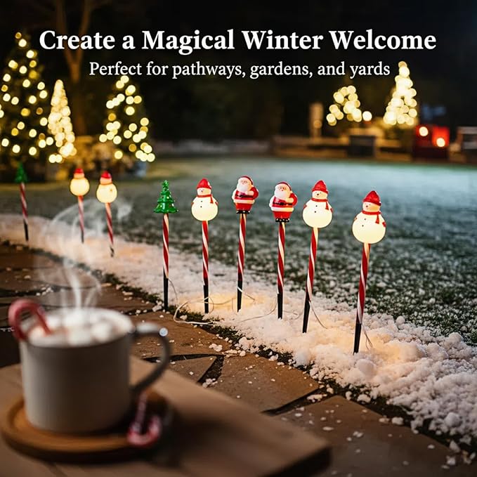 Solar Christmas Pathway Lights - 5 Designs (Star, Snowflake, Santa, Bell), Auto On/Off, Waterproof Warm White LED | Lumora