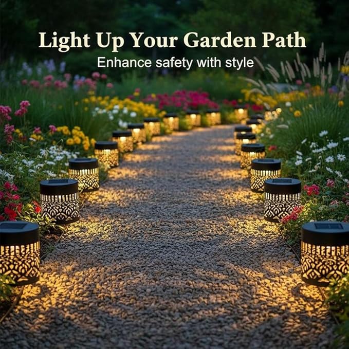 2026 New Decorative Solar Mandala Lights Outdoor Garden - Metal Waterproof Pathway Lights Solar Powered, Shadow Projection Landscape Lighting for Backyard, Patio, Walkway, Lawn, Porch Decor (4pcs)