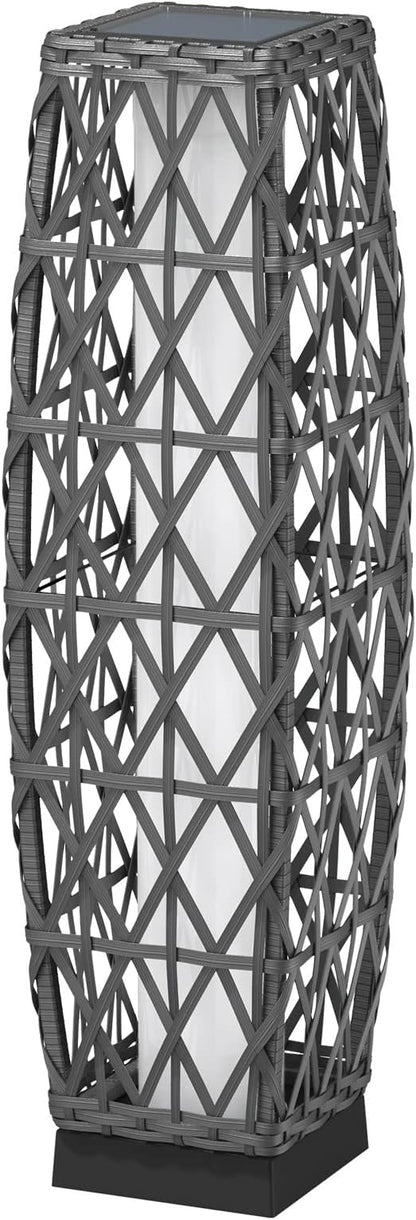 Grand patio Outdoor Solar Powered Wicker Floor Lamp Outdoor Weather-Resistant Deck Light for Garden Porch - Silver Gray, Large Cindy
