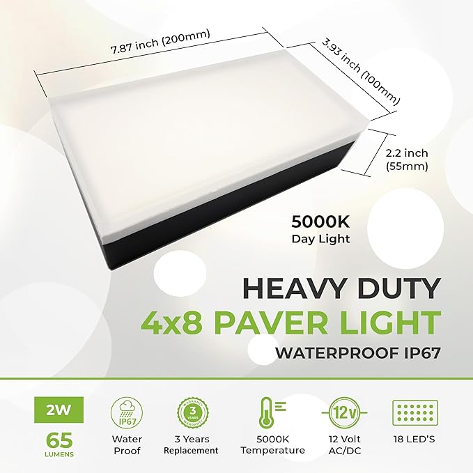 LUMENGY Paver Light 4x8 Inch (3.93x7.87), 5000K Daylight, Glare-Free Brick Lighting for - Outdoor Path Light | Lumora