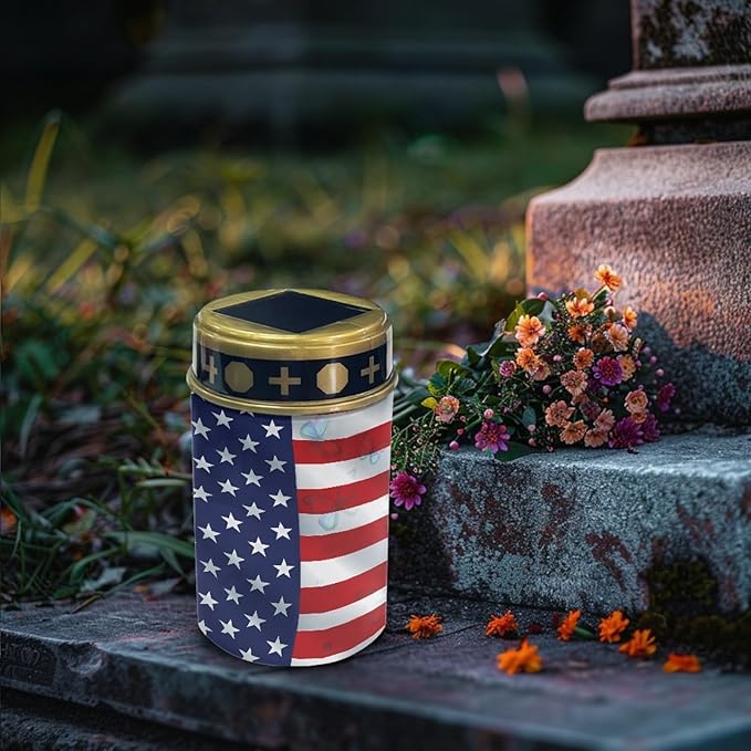 US Flag Solar Stake Lights Outdoor Solar Garden Pathway Lights for Yard Patio Flameless Warm White Walkway Lights Landscape Decorativer Lighting for Driveway Path,Pretty Soptlights