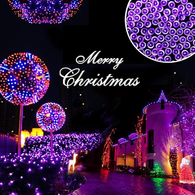 String Lights Fairy Lights 66 Feet 200 LED with Multi Flashing Modes Controller, Waterproof LED Lights Decorations for Bedroom, Wedding, Party, Garden, Patio, Indoor Outdoor Occastions (Purple)