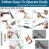 164FT Outdoor String Light Hanging Kit | Black Vinyl-Coated 304 Stainless Steel Wire Rope | Turnbuckles & Hooks | | Lumora