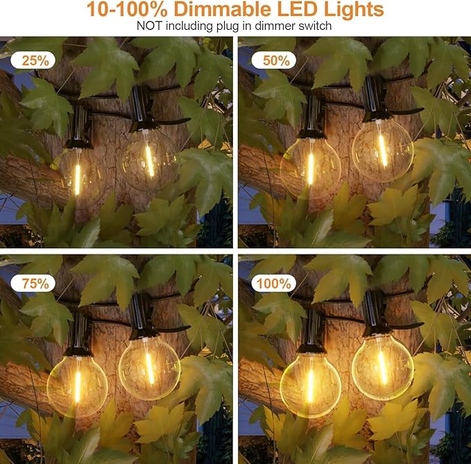 GPATIO Outdoor String Lights, 150FT G40 Bulbs Shatterproof Patio Lights, Waterproof Dimmable Hanging Outdoor Lights, Connectable LED Outside Lights for Backyard Yard Gazebo Porch Party