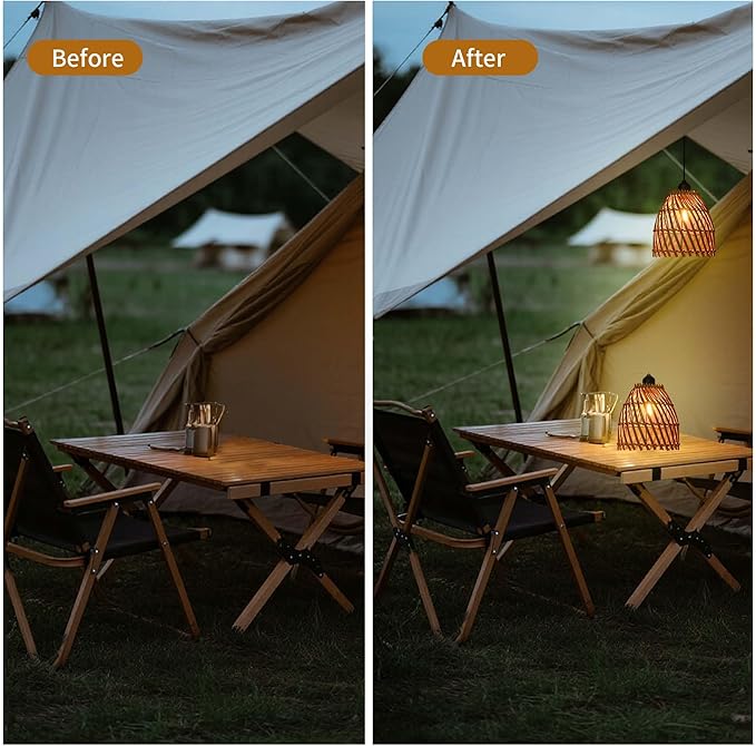 2Pack Battery Operated Pendant Light with Remote Control IP44 Waterproof Indoor Outdoor lamp for Bedroom, Patio, Camping, Party, Porch, Cafe (No Outlet Needed)
