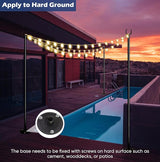 10FT String Light Pole for The Outdoor, Heavy Duty Metal Lighting Stand Pole for Hard Soil Wood Backyards Patio | Lumora