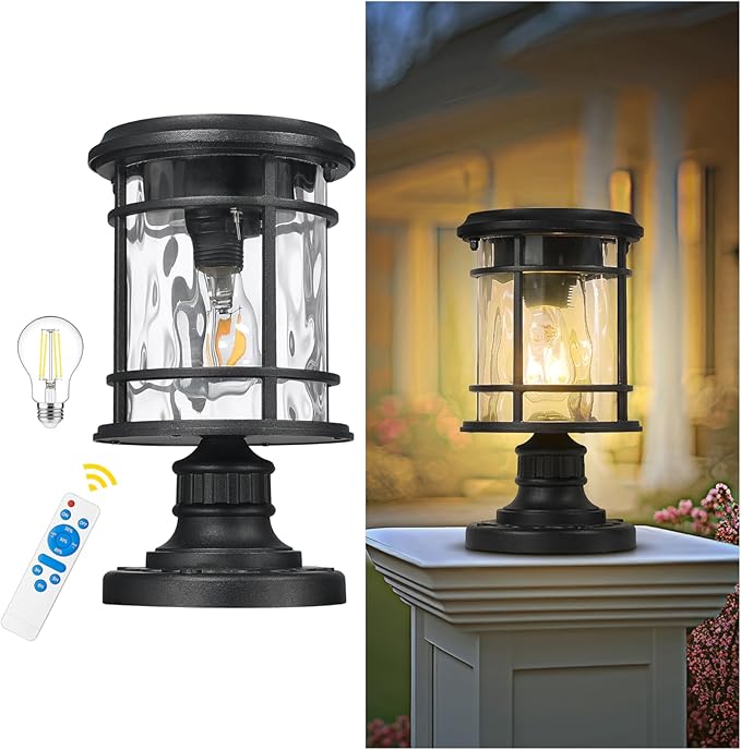 Emliviar Portable Solar Post Light Fixture with Fixed Pire Mount Base, Black 11“ Outside Solar - Outdoor Path Light | Lumora