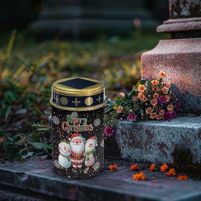 Christmas Santa Snowman Solar Garden Stake Lights Solar Lights Outdoor Garden for Cemetery Grave Decorations, Memorial Gift, Christmas Yard Art, Sympathy Gifts
