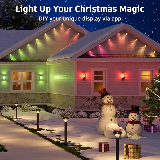 XMCOSY+ Smart Outdoor String Lights - 123ft RGBCWIC Patio Lights with 40 Color Changing Bulbs, LED String Light for | Lumora