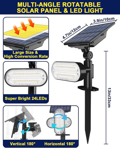 Solar Spotlights Outdoor Waterproof, Color Changing Landscape Spot Lights, Solar Powered Outdoor Lights for Garden Yard Pathway Tree Flag, Multicolor, 4 Pack