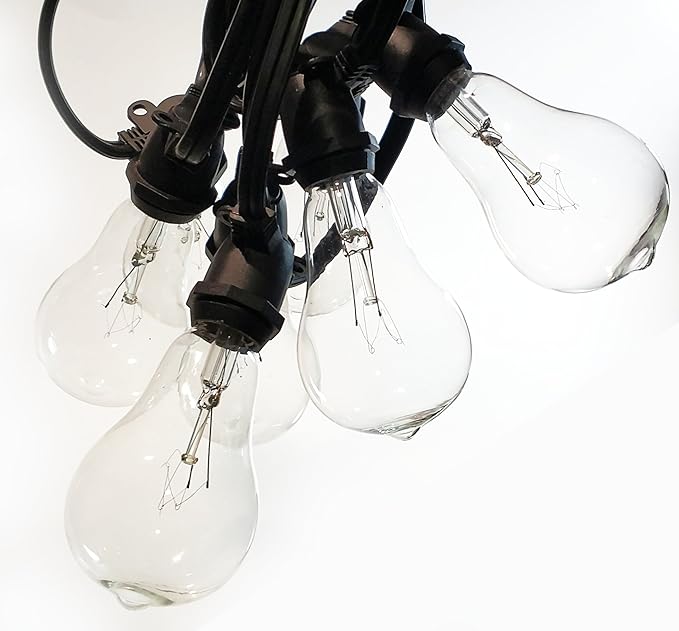 Hometown Evolution, Inc. Commercial Grade Vintage Edison Outdoor String Lights (PS50 Clear - Commercial Black Wire | Lumora