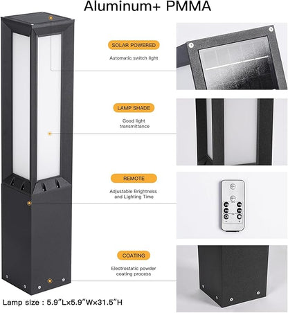 Solar Pathway Lights Outdoor, 31.5" Landscape Path Lights, IP65 Waterproof Bollard Light Outdoor, 3000K Solar Lamp Path Light, Modern Commercial Pathway Lighting for Walkway Driveway Garden Patio