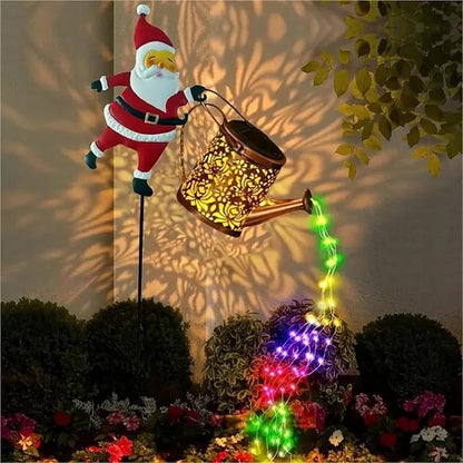Christmas Solar Santa Watering Can Lights - Outdoor Garden Decor, Waterproof LED Pathway Patio Lights for Holiday Ambiance (1Colorful)