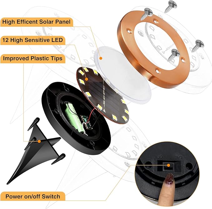 Outdoor In-Ground Lights Solar Disc Lights Outdoor Solar Garden Lights In Ground Solar Landscape Light 8 Pack 12 | Lumora