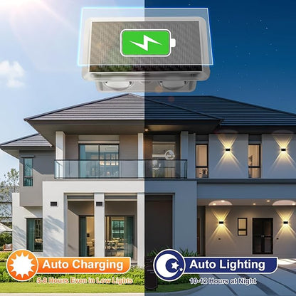 Solar Fence Lights Outdoor, New Up Down Lighting Fence Lights Solar Powered with 3 Modes 3000K/4000K/6000K, IP65 Waterproof Solar Wall Light for Backyard Wall Pathway Deck Patio Decor - 12 Pack