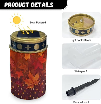Cute Maple Leaf Solar Up Lights Outdoor Solar Powered Pathway Lights Solar Flag Pole Lights Outdoor Waterproof Led Solar Lights Camping Small Solar Lights for Autumn Festival