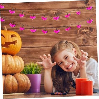 Garneck Solar Purple Bat String Lights Outdoor Decor for Halloween Parties Energy Saving Warm Light for Festive Atmosphere