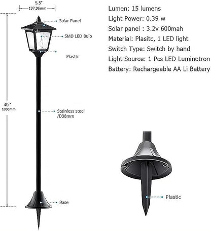 40" Solar Flame Lanterns, IP65 Waterproof Outdoor Post Lights with 3D Flickering Flame, Dusk to Dawn Solar Column Lights for Garden, Driveway, Patio, Yard Decor