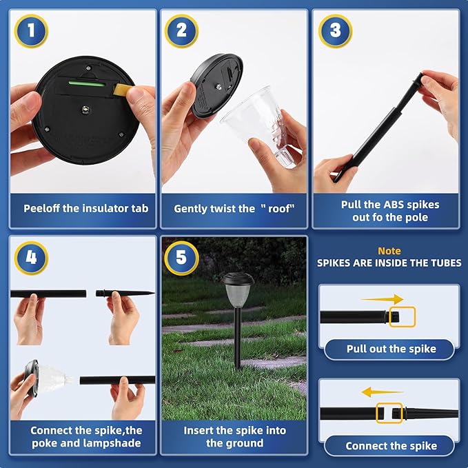 EXCMARK 10 Pack Solar Lights for Outside Pathway Walkway Driveway Garden Yard Solar Powered Lights Outdoor Waterproof. (Cool White)