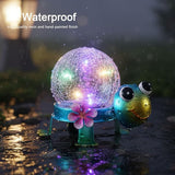 Solar Lights Outdoor Turtle Garden Decor with Crackle Glass Globe Lights - Cute Metal Turtle Statue for Yard Lawn | Lumora