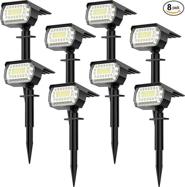 LANSOW Solar Spot Lights Outdoor, [8 Pack/76 LED] 2-in-1 Solar Landscape Spotlights, 3 Modes IP65 Waterproof Dusk | Lumora