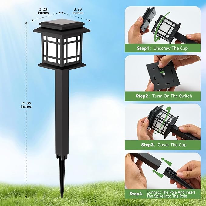 Dream Master Solar Lights Outdoor Waterproof，10 Pack LED Solar Garden Lights，Corrosion Resistant ABS Material Soalr Pathway Lights for Garden, Landscape, Yard, and Pathway Decor