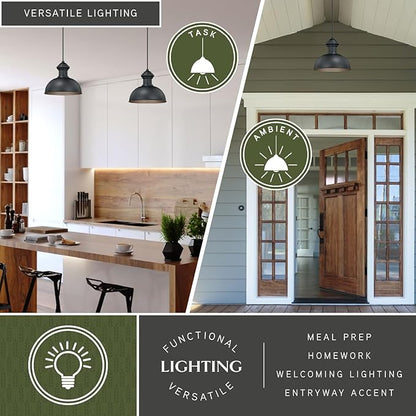 VAXCEL Franklin 1 Light Bronze Farmhouse Outdoor Barn Dome Pendant