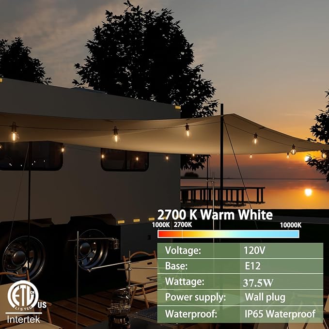 Outdoor String Lights,Led Patio Globe Lights with Plastic Bulbs,Waterproof,Shatterproof,G40 Outdoor String Lights,Connectable Hanging for Backyard, Bistro, Porch, Deck, Balcony,Tent (100FT)