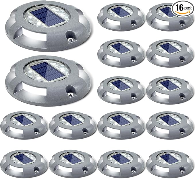 SIEDiNLAR Solar Deck Lights Dock Driveway Light LED Solar Powered Outdoor Waterproof Road Markers for Step Sidewalk | Lumora