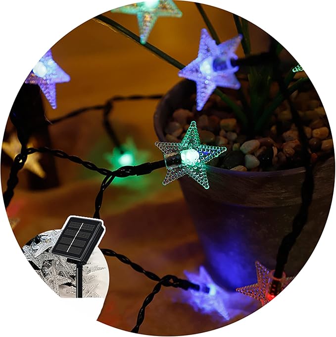 Solar String Lights Outdoor Lights led Pearl Star Light String 8 Functions Outdoor Engineering Lantern Christmas Garden Decoration