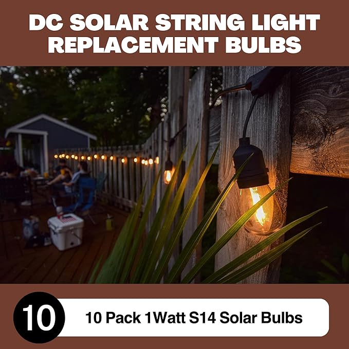 Norb NorbSOLAR S14 LED Solar Replacement Bulbs 1W DC – Outdoor String Light Bulbs with Warm Candlelight Glow, E26 | Lumora