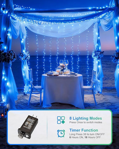 355FT 900 LED Blue Christmas Lights, Extra Long Outdoor String Lights Waterproof, Timer & Memory, 8 Modes Dimmable Plug in Fairy Lights for Outside Tree Wedding Patry Holiday Decorations