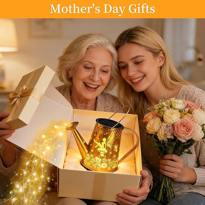 2 Pack Solar Watering Can Lights, Gifts for Women Mom Grandma Birthday, Waterproof Outdoor Garden Decor Large Hanging Solar Lanterns Garden Lights for Patio Yard Flowerbed