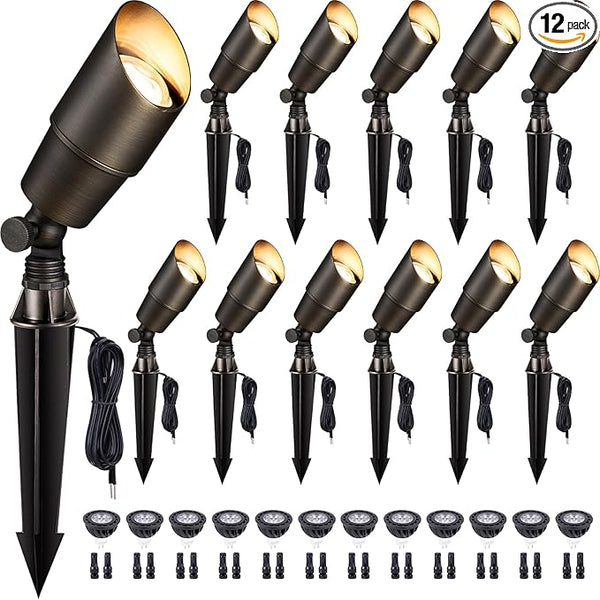 Gardenreet LED Spot Light Outdoor - Die-Cast Brass 12V Uplighting Waterproof, Low Voltage Landscape Lights Metal | Lumora