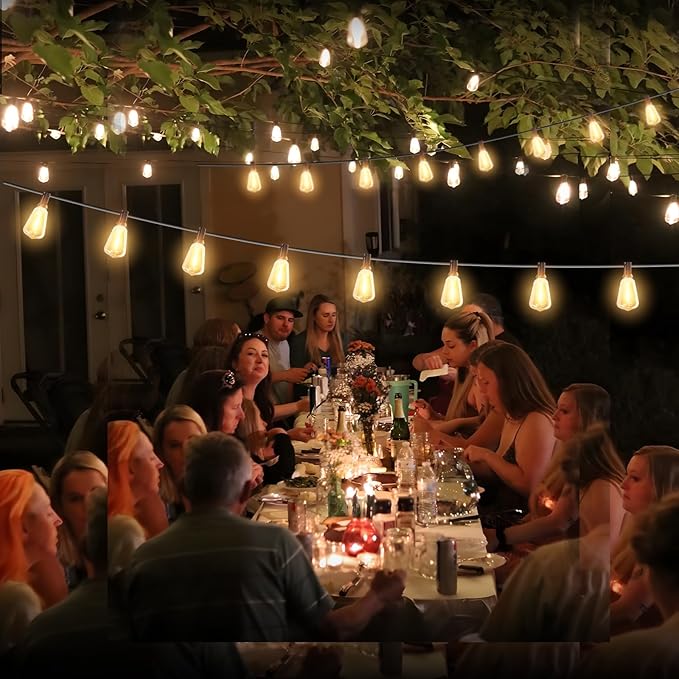 10FT Outdoor String Lights - LED Waterproof Patio Lights with Shatterproof ST38 Edison Plastic Bulb, Connectable | Lumora