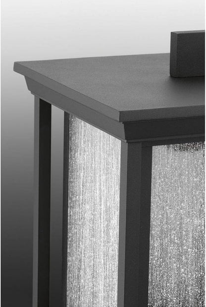 Progress Lighting Endicott Collection 1-Light Clear Seeded Glass Craftsman Outdoor Small Wall Lantern Light Textured Black