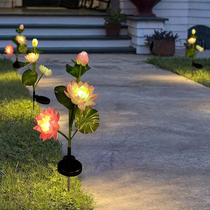 Solar Light 2 Pack Garden Decoration Warm Color LED light Outdoor Waterproof Sun Cloth Garden Decoration Holiday Gift (Lotus, 2 Pack)